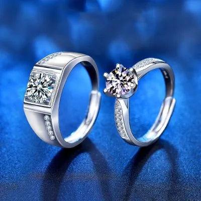 Nhẫn Cặp đôi Bạc đính Kim Cương Moissanite Louie LILI 096930 1