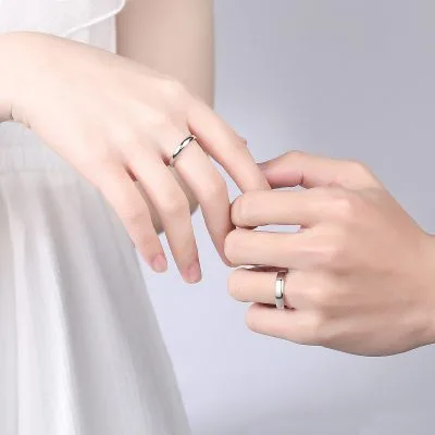 Nhẫn Cặp đôi Bạc Tròn Trơn đơn Giản Brinley LILI 095632 1