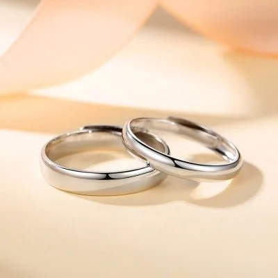 Nhẫn Cặp đôi Bạc Tròn Trơn đơn Giản Brinley LILI 095632 2