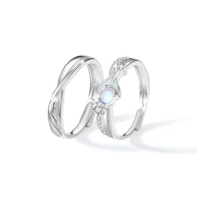 Nhẫn đôi Bạc Dạ Quang đính đá CZ Cá Voi Và Biển Helena LILI 104308 3