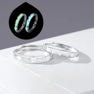 Nhẫn đôi Bạc Dạ Quang đính đá CZ Nhịp đập Trái Tim Joy LILI 104317 1