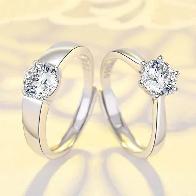 Nhẫn đôi Bạc đính đá CZ 1 Hột Felicity LILI 095654 1