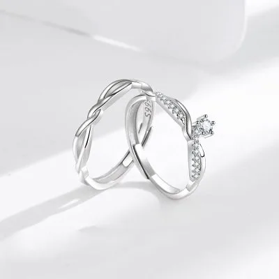Nhẫn đôi Bạc đính đá CZ Chandler LILI 095778 2