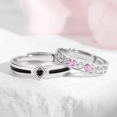 Nhẫn đôi Bạc đính đá CZ Romantic Heart LILI 104393 1