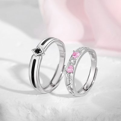 Nhẫn đôi Bạc đính đá CZ Romantic Heart LILI 104393 2