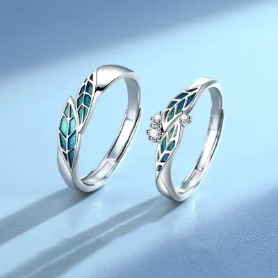 Nhẫn đôi Bạc đính đá CZ Cành Và Lá Azariah LILI 095784 2