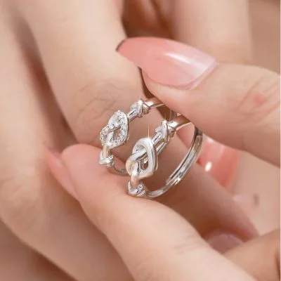 Nhẫn đôi Bạc đính đá CZ Hình Trái Tim Nikolas LILI 095682 2
