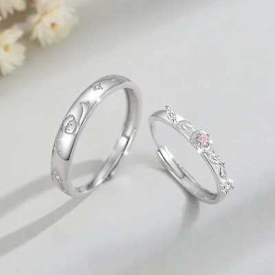 Nhẫn đôi Bạc đính đá CZ Hoàng Tử Và Cành Hồng Cassidy LILI 104342 4