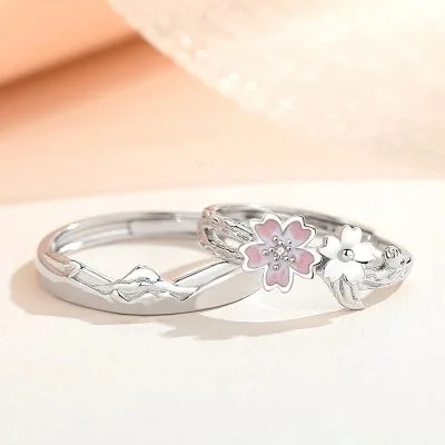 Nhẫn đôi Bạc đính đá CZ Núi Và Hoa Jolene LILI 104376 1
