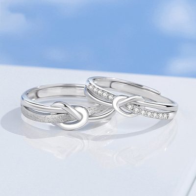 Nhẫn đôi Bạc đính đá CZ Nút Thắt Tình Yêu Lyra LILI 104422 1