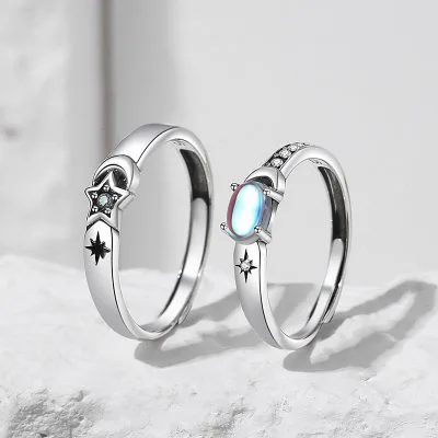 Nhẫn đôi Bạc đính đá CZ Trăng Và Sao Jimena LILI 104400 2