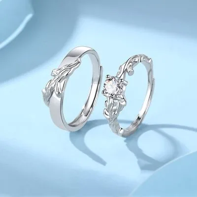 Nhẫn đôi Bạc đính Kim Cương Moissanite Hoa Hồng Reese LILI 095791 1