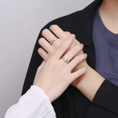 Nhẫn đôi Bạc đính Kim Cương Moissanite Hoa Hồng Reese LILI 095791 4