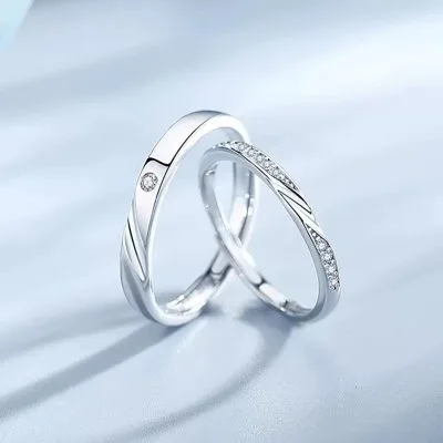 Nhẫn đôi Bạc đôi đính đá CZ Alma LILI 095335 1