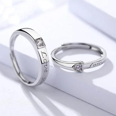 Nhẫn đôi Bạc đôi đính đá CZ Love Forever LILI 095480 1