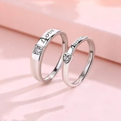Nhẫn đôi Bạc đôi đính đá CZ Love Forever LILI 095480 4