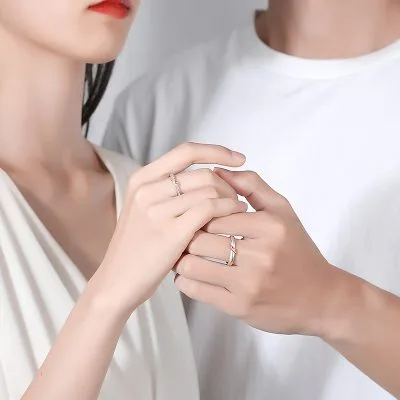 Nhẫn đôi Bạc đôi đính đá CZ Maximilian LILI 095307 2