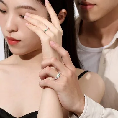 Nhẫn đôi Bạc đôi đính đá CZ Cành Và Lá Bristol LILI 095446 3