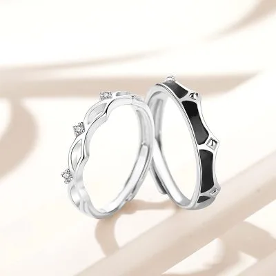 Nhẫn đôi Bạc đôi đính đá CZ Hiệp Sĩ Và Công Chúa Maddison LILI 095354 3