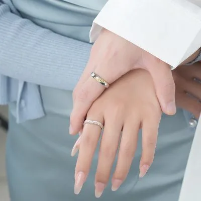 Nhẫn đôi Bạc đôi đính đá CZ Hình Cây Lúa Mì Cecelia LILI 095494 3