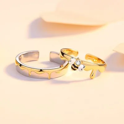 Nhẫn đôi Bạc đôi đính đá CZ Ong Và Mật Emelia LILI 095486 1