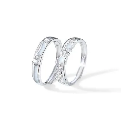 Nhẫn đôi Bạc Phát Quang đính đá CZ Sao Băng Alison LILI 104259 9