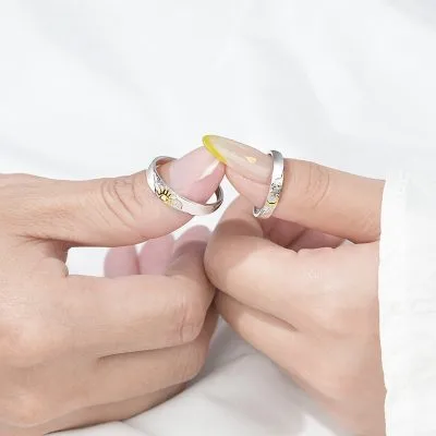 Nhẫn đôi Cặp Bạc Mặt Trăng Và Mặt Trời Armani LILI 095564 3
