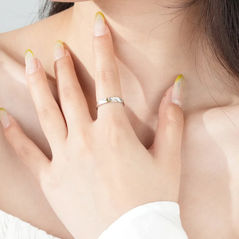 Nhẫn đôi Cặp Bạc Mặt Trăng Và Mặt Trời Armani LILI 095564 4