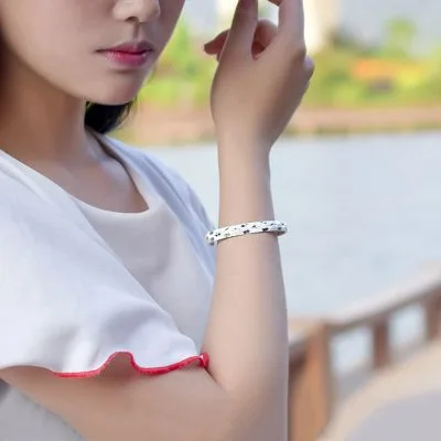 Vòng Tay Bạc đặc Cho Nữ Dạng Kiềng Hình ánh Sao Kassidy LILI 097204 6