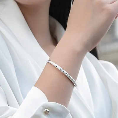 Vòng Tay Bạc đặc Cho Nữ Dạng Kiềng Trơn Marianna LILI 097143 3