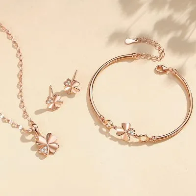Vòng Tay Bạc Nữ đính đá CZ Hình Cỏ 4 Lá Jessie LILI 097069 3