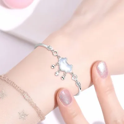 Vòng Tay Bạc Nữ đính đá CZ Hình Khóa Trường Sinh Rivka LILI 097084 2