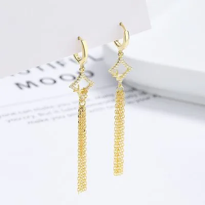 Main ABông Tai Bạc Nữ đính đá CZ Hình ánh Sao Marion LILI 101152 2