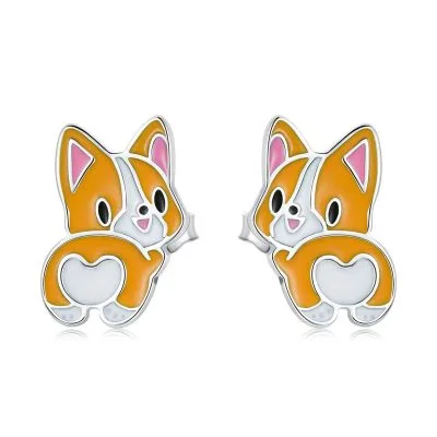 Bông Tai Bạc Nữ Chó Dễ Thương Corgi LILI 107477 1