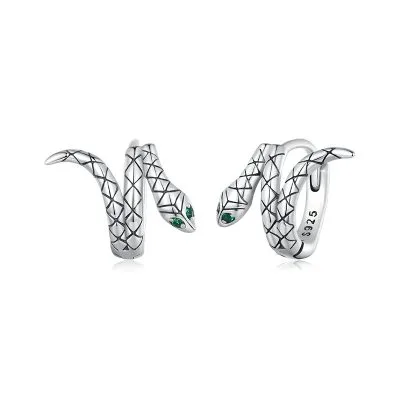 Bông Tai Bạc Nữ đính đá CZ Hình Bạch Xà Zora LILI 106850 1