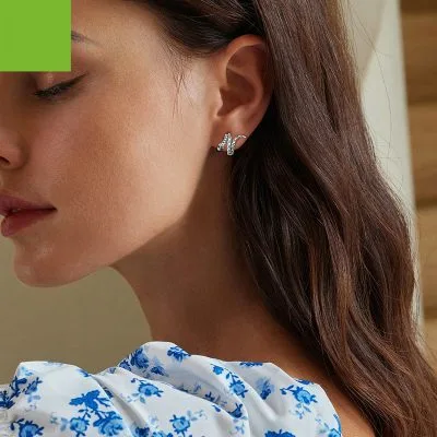 Bông Tai Bạc Nữ đính đá CZ Hình Bạch Xà Zora LILI 106850 2