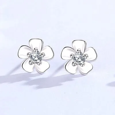 Bông Tai Bạc Nữ đính đá CZ Hình Bông Hoa Mai Samira LILI 106570 1