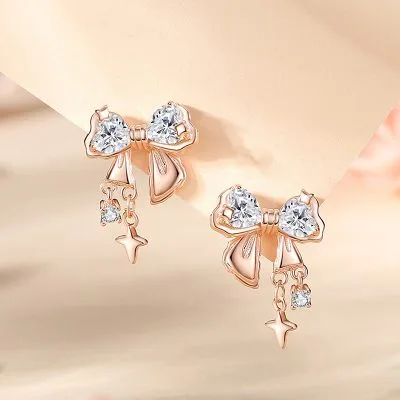 Bông Tai Bạc Nữ đính đá CZ Hình Chiếc Nơ Harlee LILI 107105 5