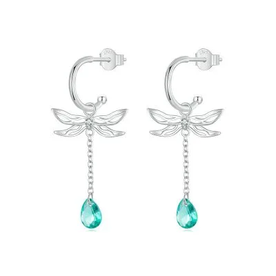 Bông Tai Bạc Nữ đính đá CZ Hình Chuồn Chuồn Jianna LILI 106916 1