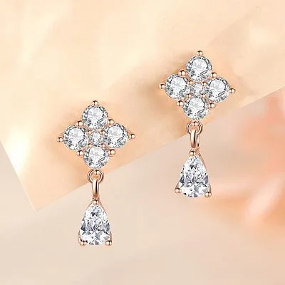 Bông Tai Bạc Nữ đính đá CZ Hình Giọt Nước Kaydence LILI 107123 5