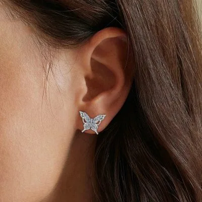 Bông Tai Bạc Nữ đính đá CZ Hình Hồ điệp Allyson LILI 106864 2