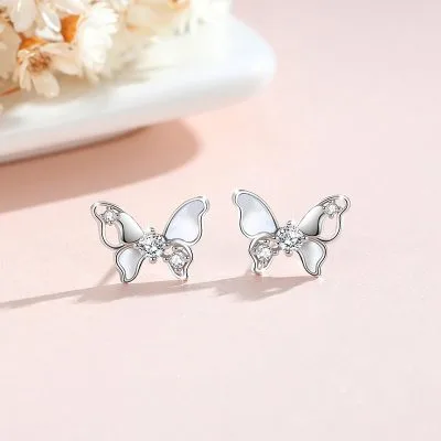 Bông Tai Bạc Nữ đính đá CZ Hình Hồ điệp Dulce LILI 106357 1