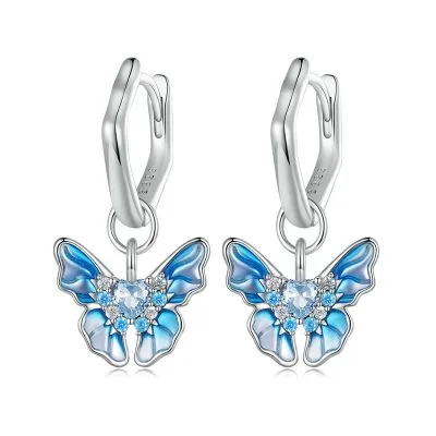 Bông Tai Bạc Nữ đính đá CZ Hình Hồ điệp Itzayana LILI 106909 1