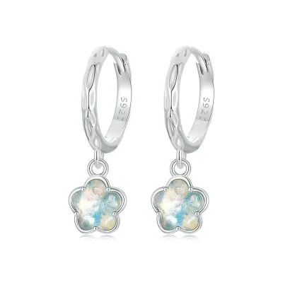 Bông Tai Bạc Nữ đính đá CZ Hình Hoa Băng Kelly LILI 106677 1