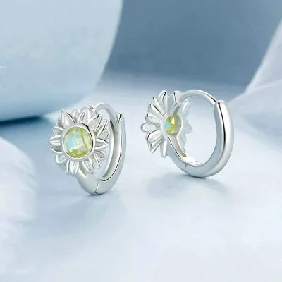 Bông Tai Bạc Nữ đính đá CZ Hình Hoa Hướng Dương Valery LILI 106654 4