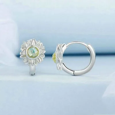 Bông Tai Bạc Nữ đính đá CZ Hình Hoa Hướng Dương Valery LILI 106654 5