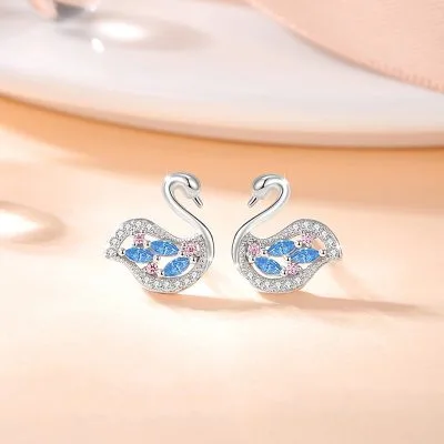 Bông Tai Bạc Nữ đính đá CZ Hình Thiên Nga Iliana LILI 107000 1
