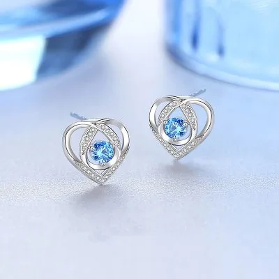 Bông Tai Bạc Nữ đính đá CZ Hình Trái Tim Celia LILI 106994 1