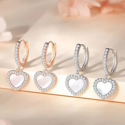 Bông Tai Bạc Nữ đính đá CZ Hình Trái Tim Emmalyn LILI 107096 3