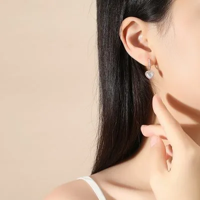Bông Tai Bạc Nữ đính đá CZ Hình Trái Tim Emmalyn LILI 107096 4